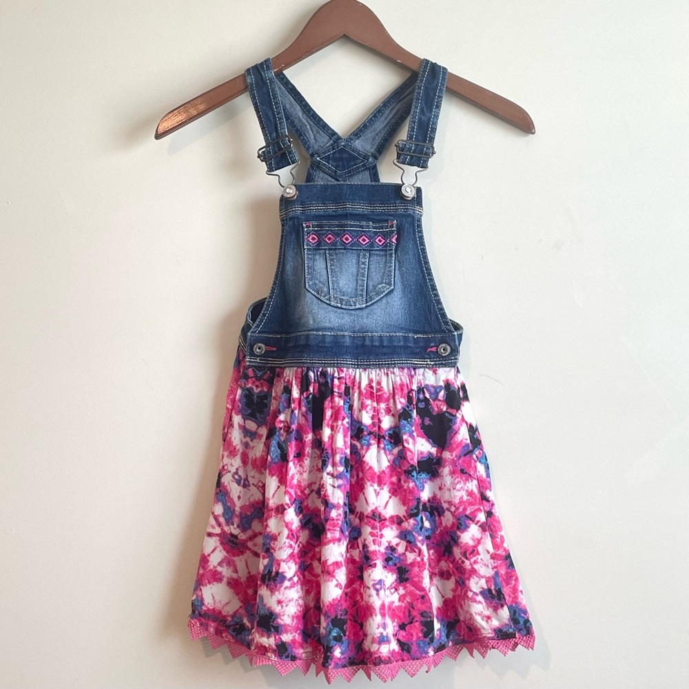Girls Jordache Pink and Blue Skirtall Jumper Lace Tye Dye Sz 6-6X